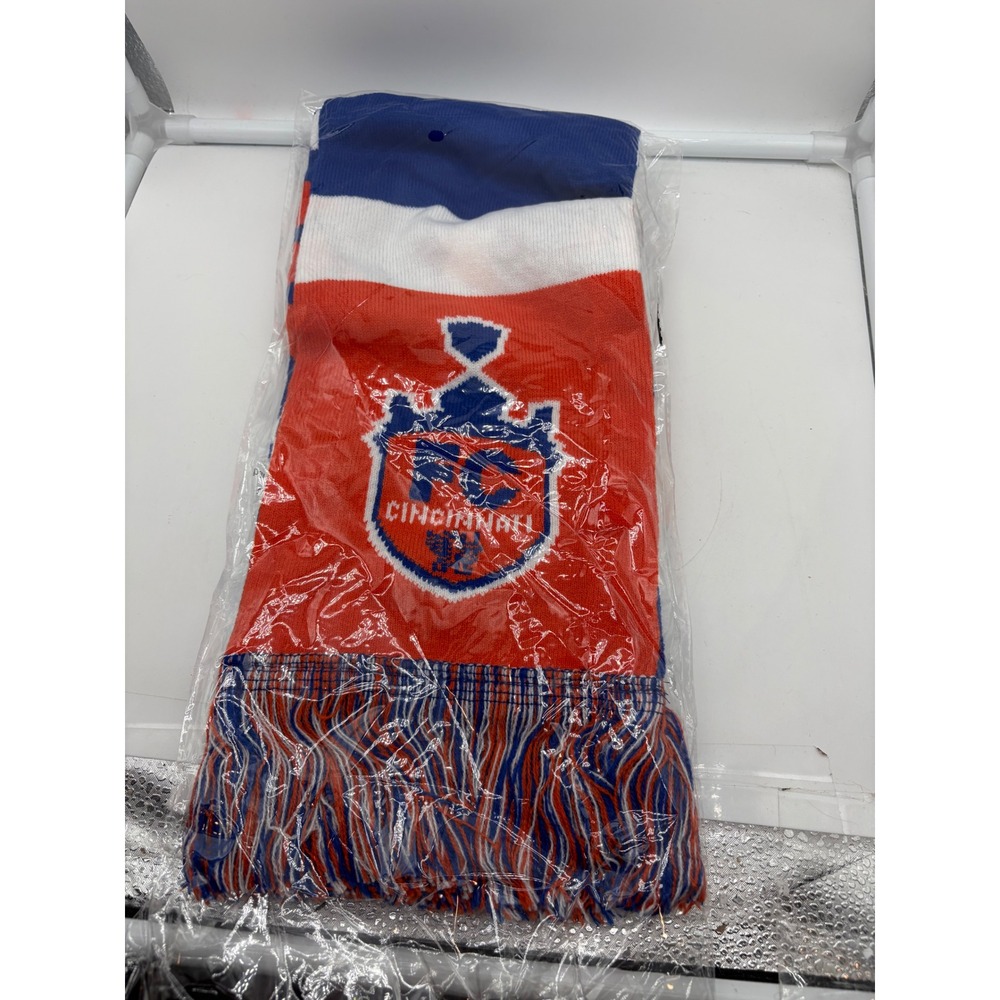 Official FC Cincinnati MLS Soccer Scarf - Orange/Blue/White Knit Fan Gear